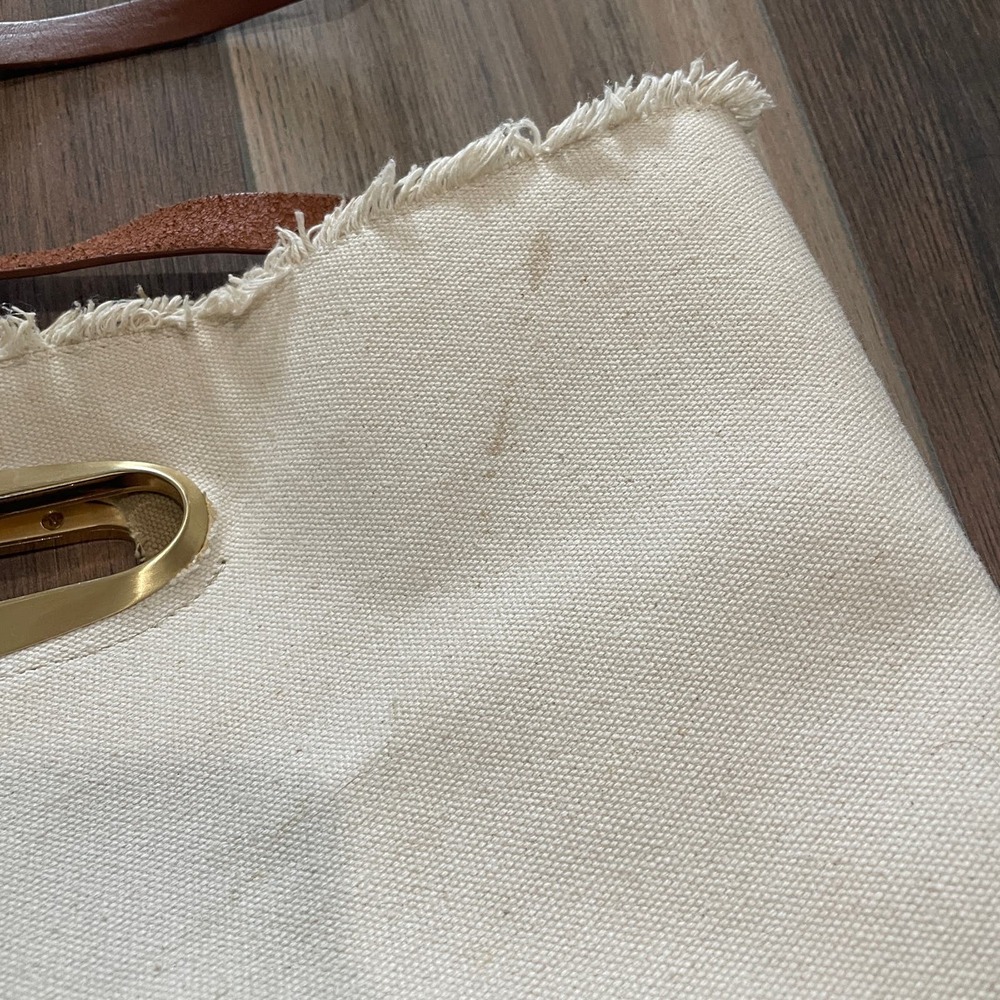 Rag & Bone Belize Canvas Tote Tan Brown Leather Shoulder Strap - Picture 4 of 14